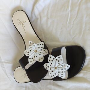 Black and White Flowered Heels